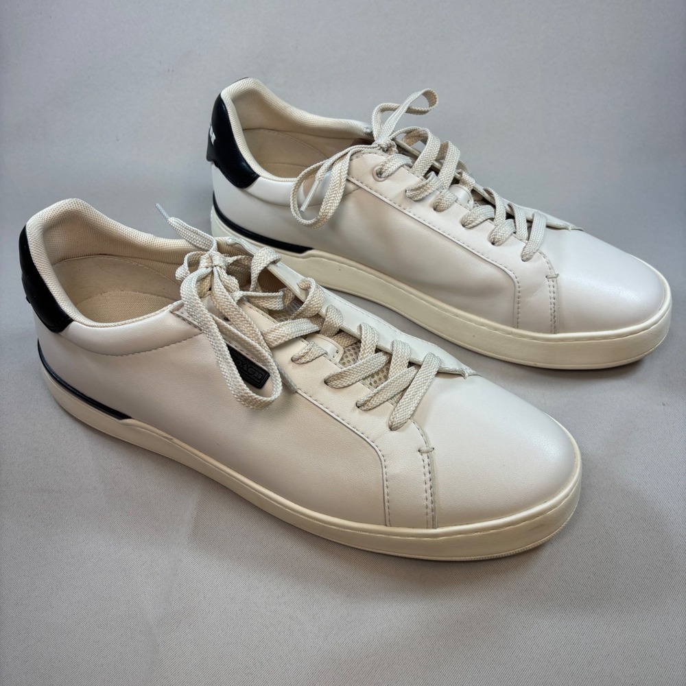 Coach C101 Low Top Sneaker Mens 12 Chalk White Leather G5026 Casual Luxury Shoes